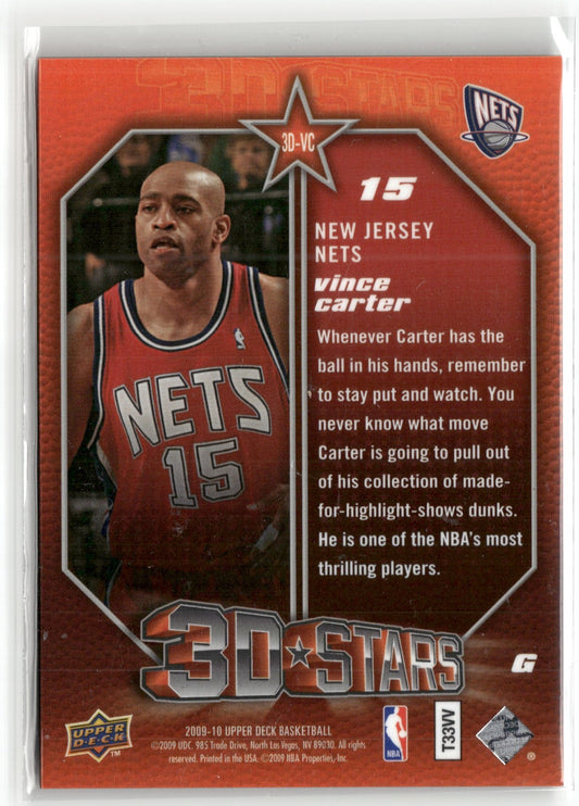 Vince Carter 2009-10 Upper Deck 3D Stars #3D-VC New Jersey Nets