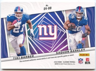 American Football NFL Tiki Barber / Saquon Barkley 2023 Panini Illusions Football #DV-BB New York Giants Trading Card Original