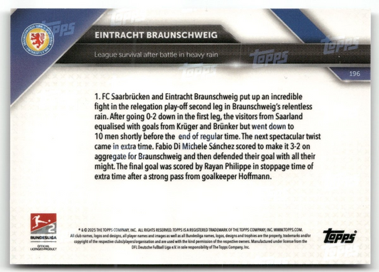 2025 Topps Now Bundesliga 2 Black /10 #196 Braunschweig