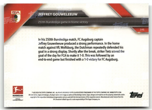 Fußball Jeffrey Gouweleeuw Topps Now Bundesliga 2024-25 #146 Black /10 FC Augsburg Trading Card Original