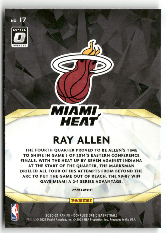 Basketball NBA Ray Allen 2020-21 Panini Donruss Optic Basketball #17 Winner Stays Miami Heat Trading Card Original