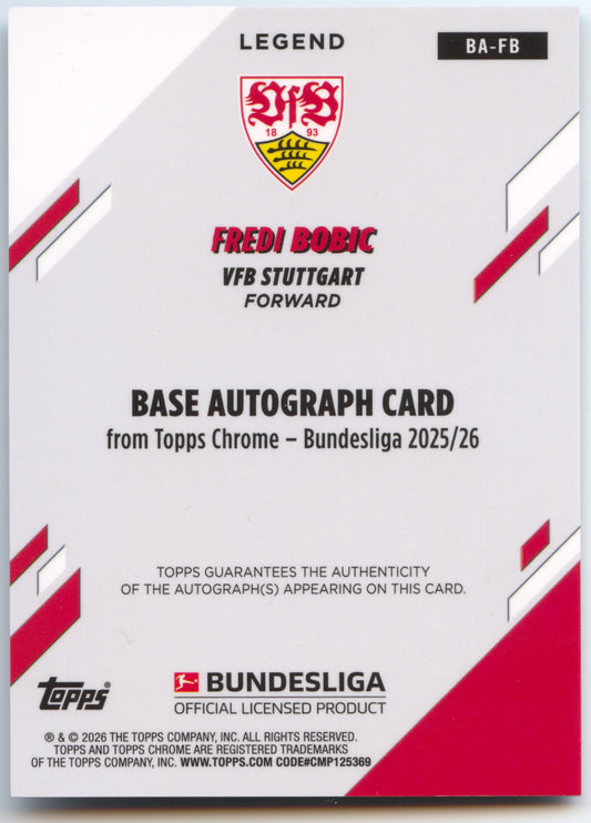 Fußball Fredi Bobic 2025-26 Topps Chrome Bundesliga #BA-FB Auto True Black 02/10 VFB Stuttgart Trading Card Original