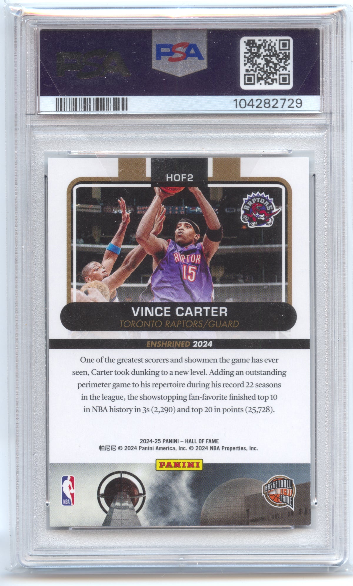 Basketball NBA Vince Carter 2024-25 Panini Hall of Fame #HOF2 PSA 9 Toronto Raptors Trading Card Original