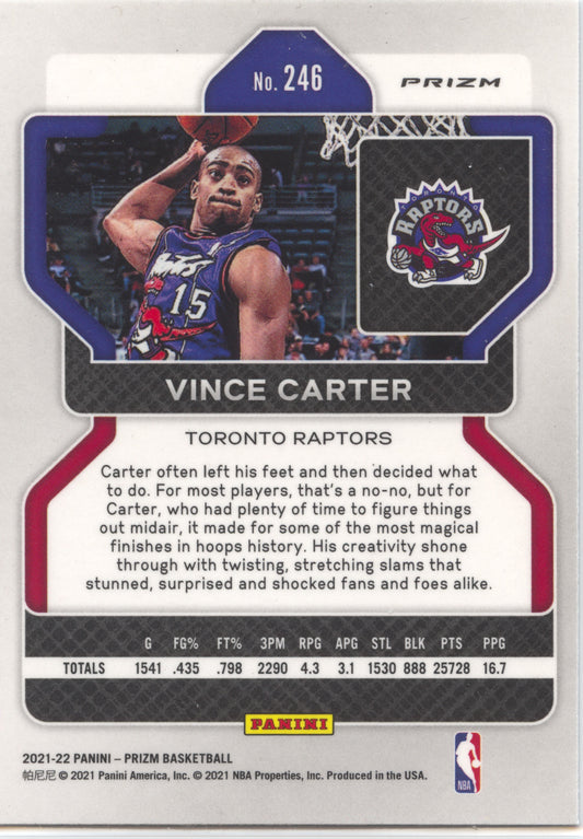 Basketball NBA Vince Carter 2021-22 Panini Prizm Basketball #246 White Sparkle SSP Toronto Raptors Trading Card Original
