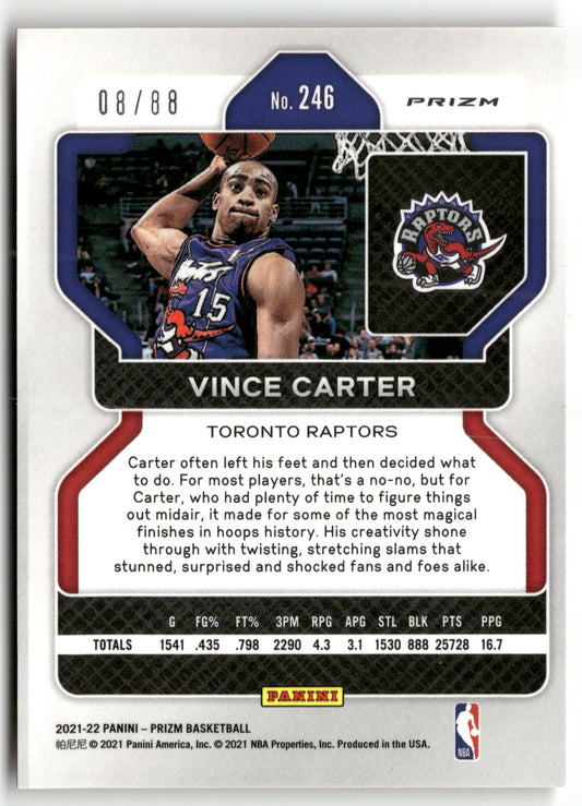 Basketball NBA Vince Carter 2021-22 Panini Prizm #246 Red Choice Prizm 08/88 Toronto Raptors Trading Card Original
