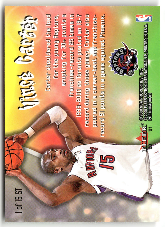 Basketball NBA Vince Carter 2000-01 Fleer Premium #1 of 15 ST Soul Train Insert Toronto Raptors Trading Card Original