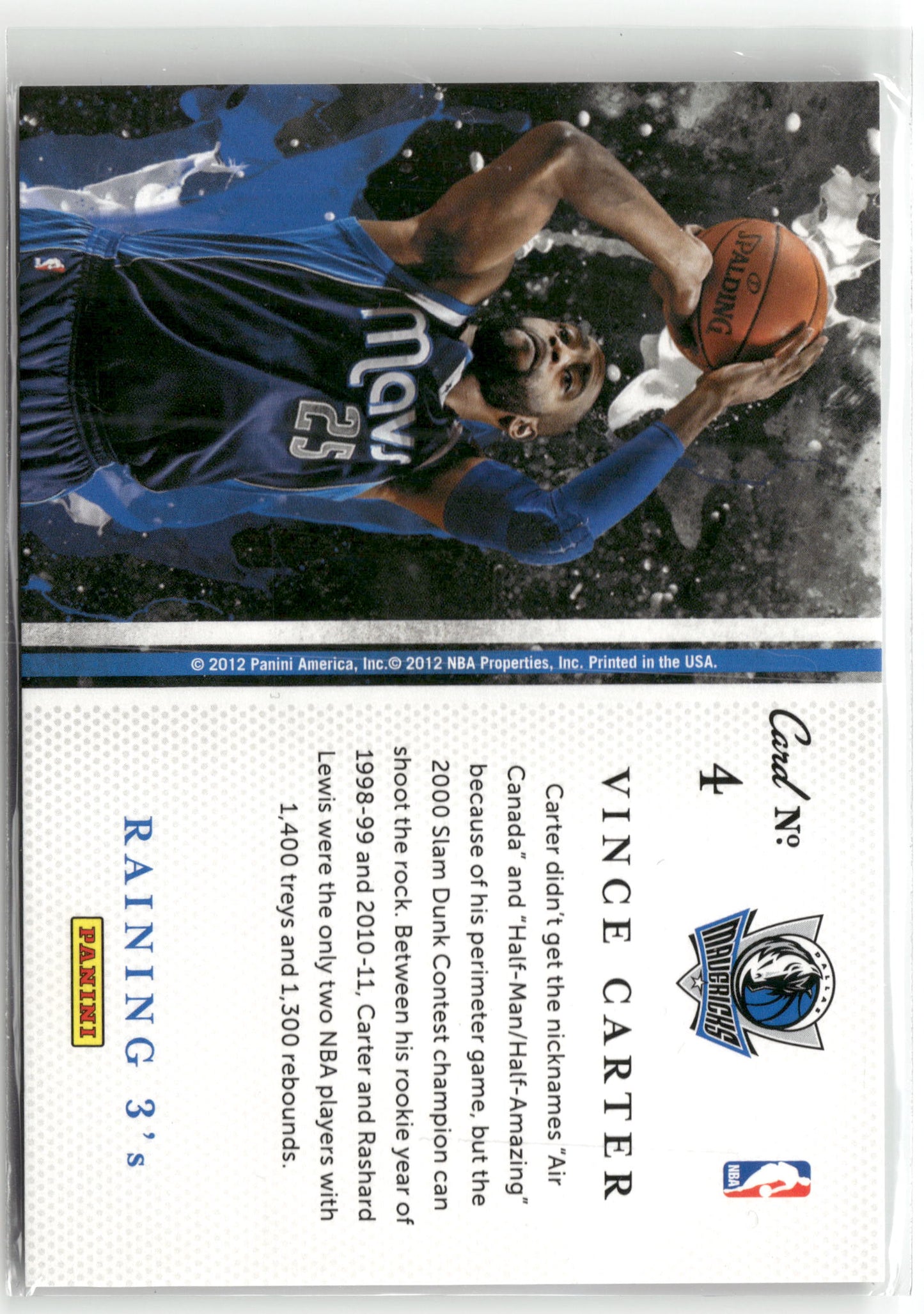 Basketball NBA Vince Carter 2012-13 Panini Past & Present Basketball #4 Dallas Mavericks Trading Card Original