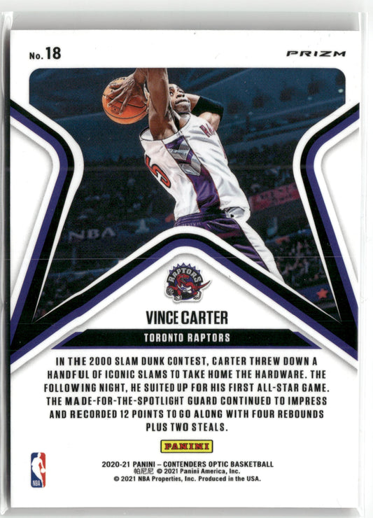 Basketball NBA Vince Carter 2020-21 Panini Contenders Optic Basketball #18 All-Star Aspirations Red Cracked Ice Toronto Raptors Trading Card Original