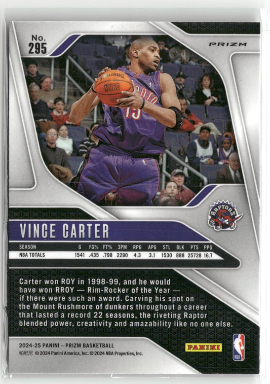 Basketball NBA Vince Carter 2024-25 Panini Prizm Basketball #295 Silver Prizm Toronto Raptors Trading Card Original