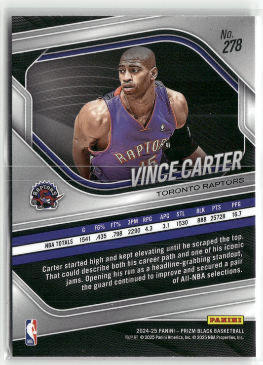 Basketball NBA Vince Carter 2024-25 Panini Prizm Black Basketball #278 Toronto Raptors Trading Card Original
