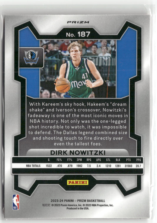 Basketball NBA Dirk Nowitzki 2023-24 Panini Prizm Basketball #187 Red Cracked Ice Dallas Mavericks Trading Card Original
