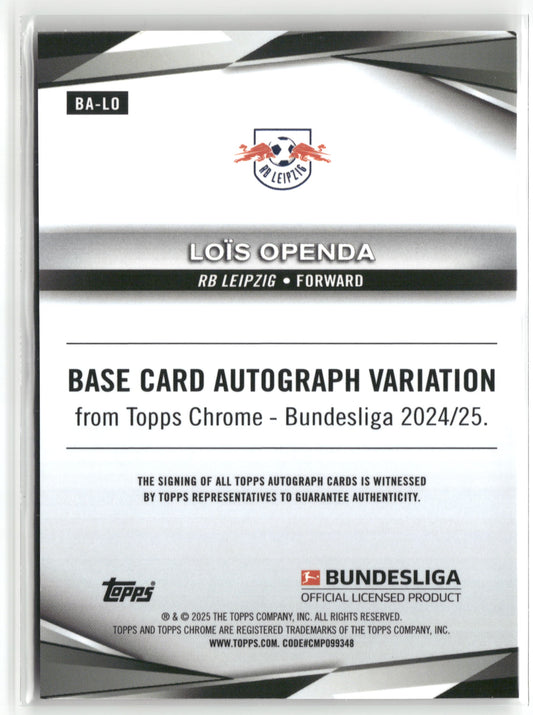 Fußball Loïs Openda 2024-25 Topps Chrome Bundesliga #BA-LO Toppsfractor Auto /52 RB Leipzig Trading Card Original