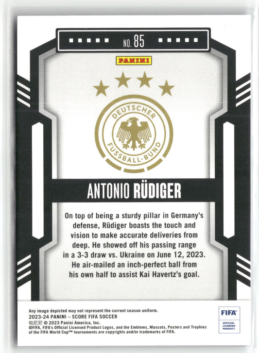 Fußball Antonio Rüdiger 2023-24 Panini Score FIFA Soccer #85 Blue Laser /50 Germany Trading Card Original