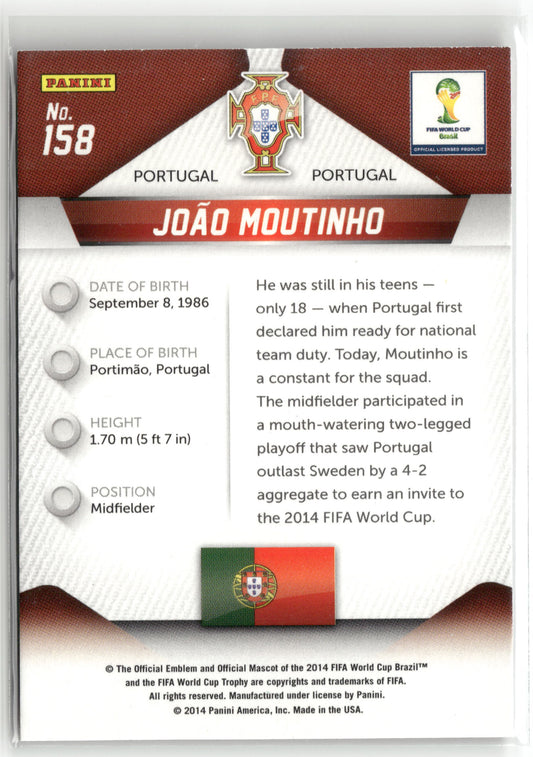 Fußball João Moutinho 2014 Panini Prizm FIFA World Cup Brasil #158 Portugal Trading Card Original