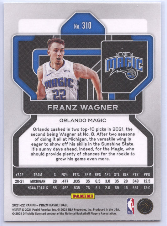 Basketball NBA Franz Wagner 2021-22 Panini Prizm Basketball #310 Orlando Magic Rookie Card RC Trading Card Original