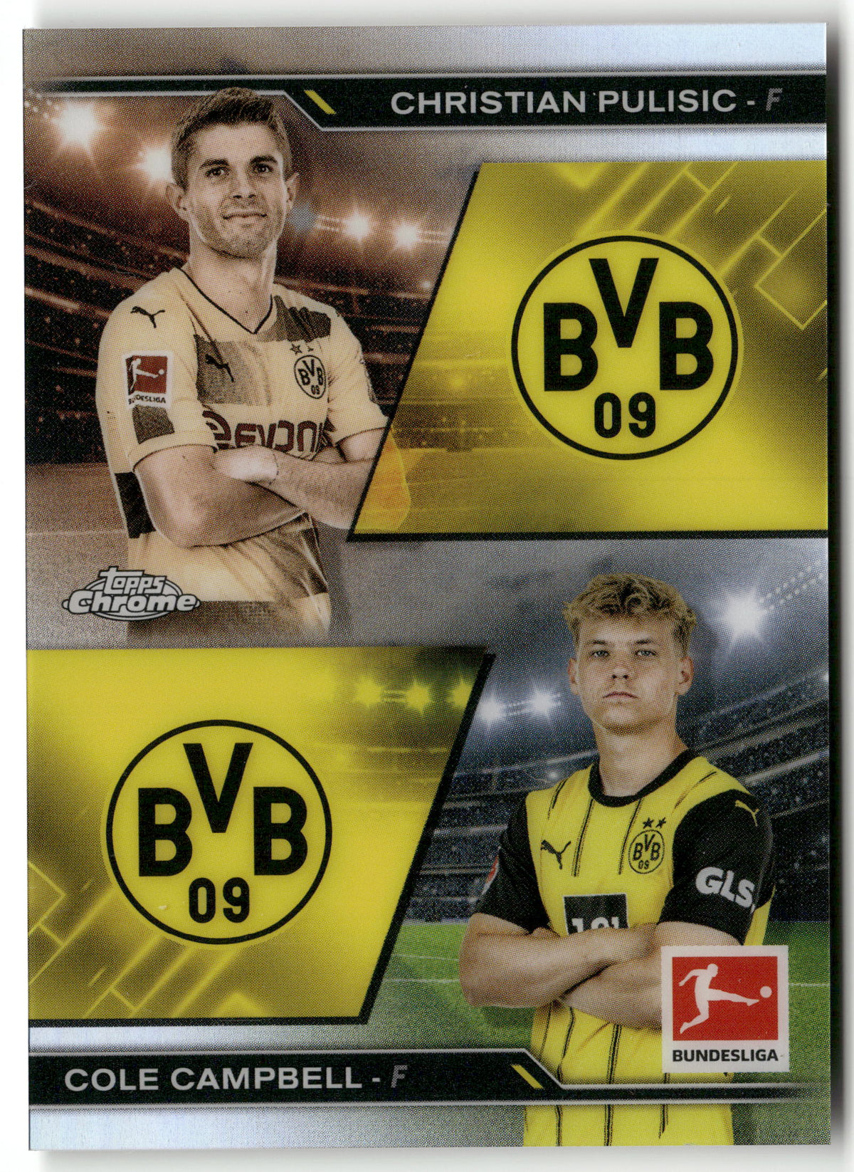 Fußball Christian Pulisic / Cole Campbell 2024-25 Topps Chrome Bundesliga 2025 #HIN-13 Borussia Dortmund Trading Card Original