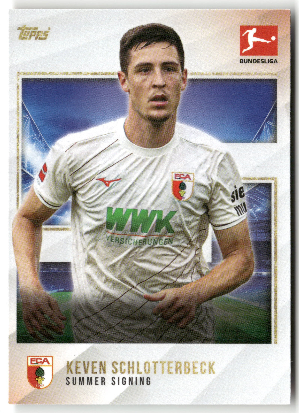 Fußball Keven Schlotterbeck 2024-25 Topps Bundesliga Summer Signing FC Augsburg Trading Card Original