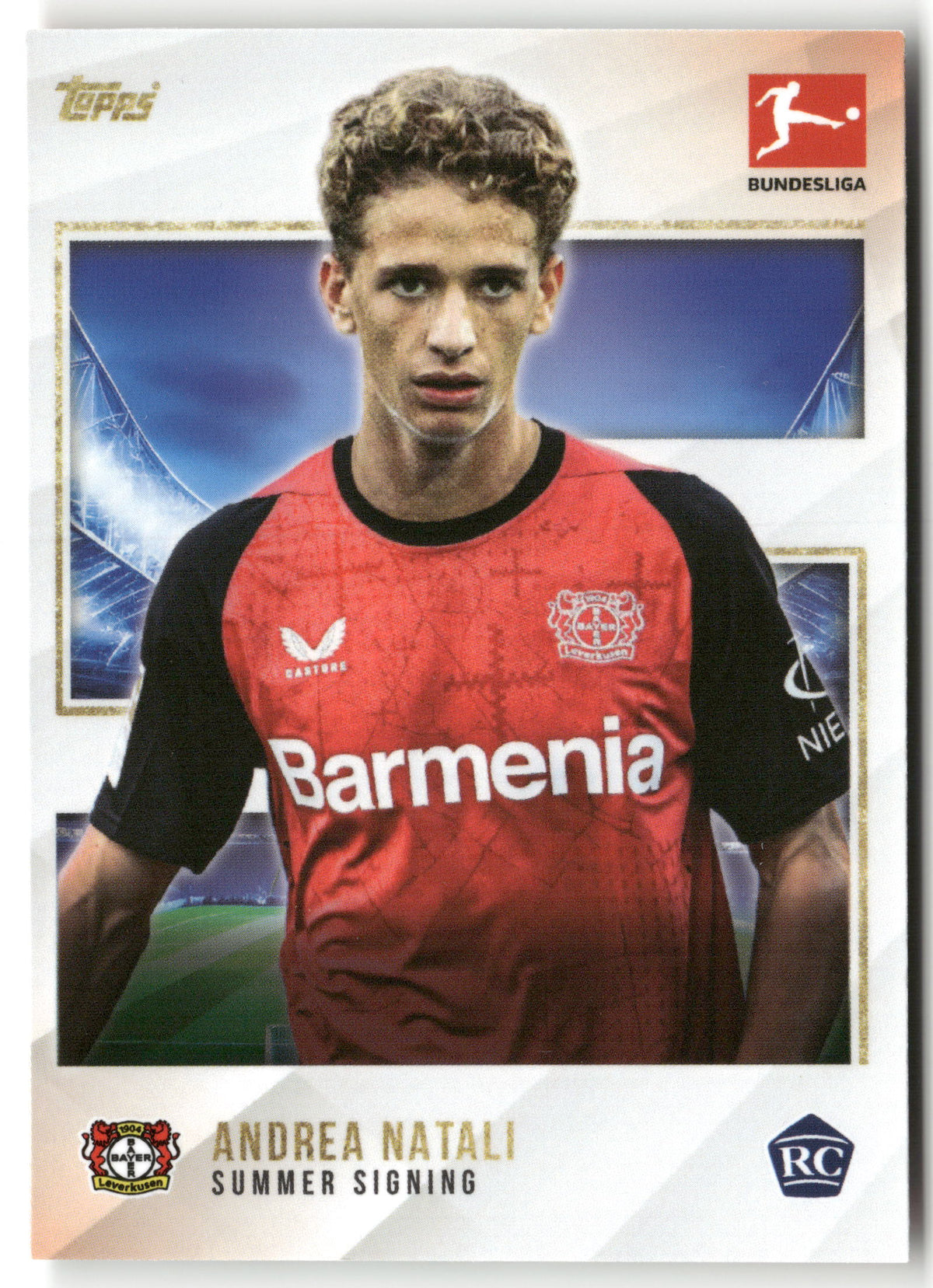 Fußball Andrea Natali 2024-25 Topps Bundesliga Summer Signing Bayer Leverkusen Rookie Card RC Trading Card Original