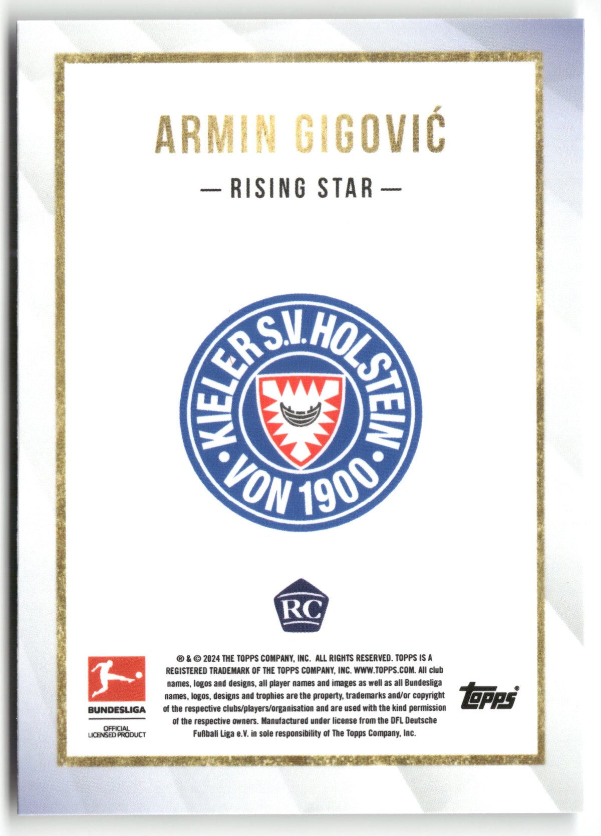 Fußball Armin Gigović 2024-25 Topps Bundesliga Summer Signing Holstein Kiel Rookie Card RC Trading Card Original