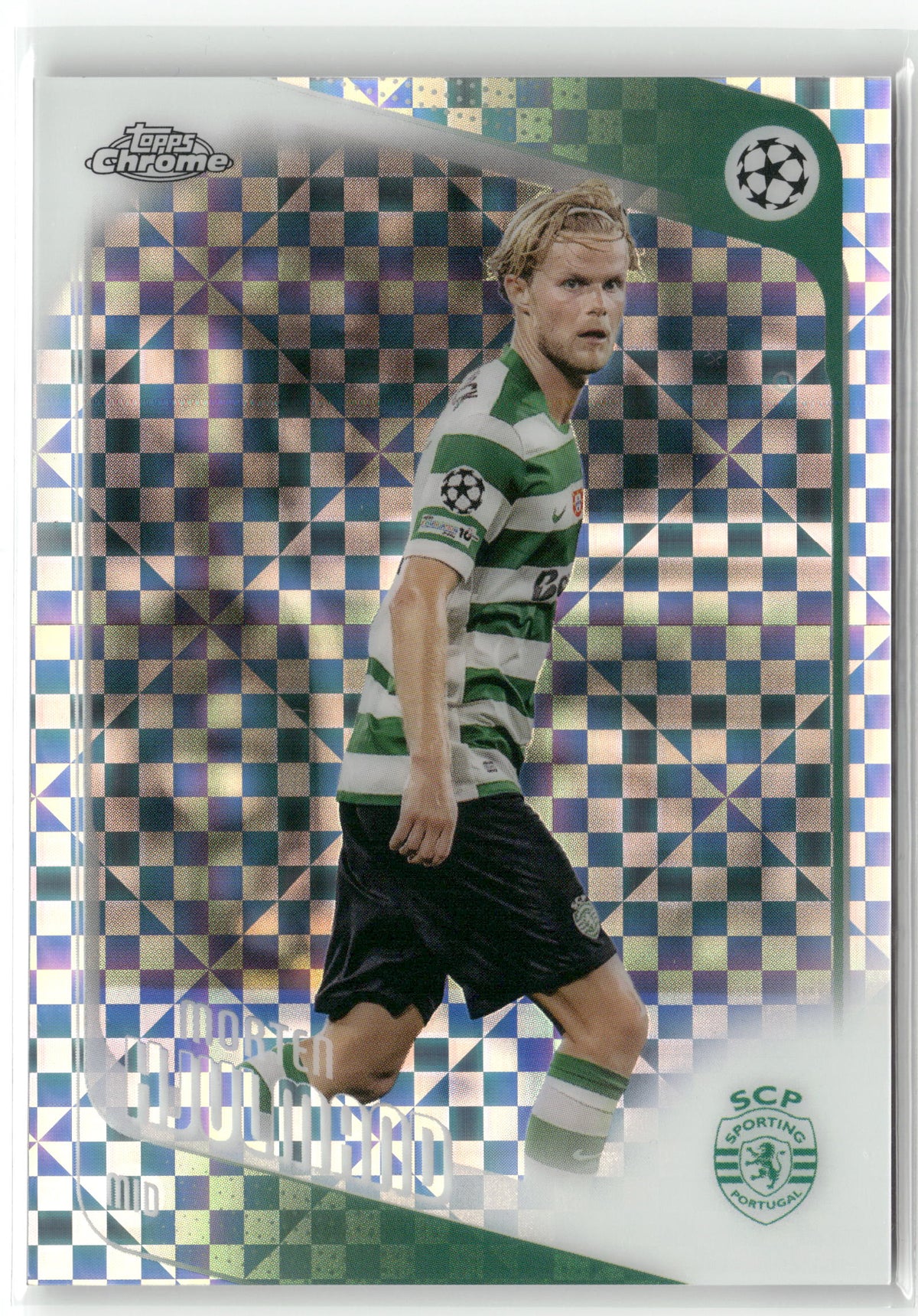 Fußball Morten Hjulmand 2025-26 Topps Chrome UEFA Champions League #199 X-Fractor Sporting Clube de Portugal Trading Card Original