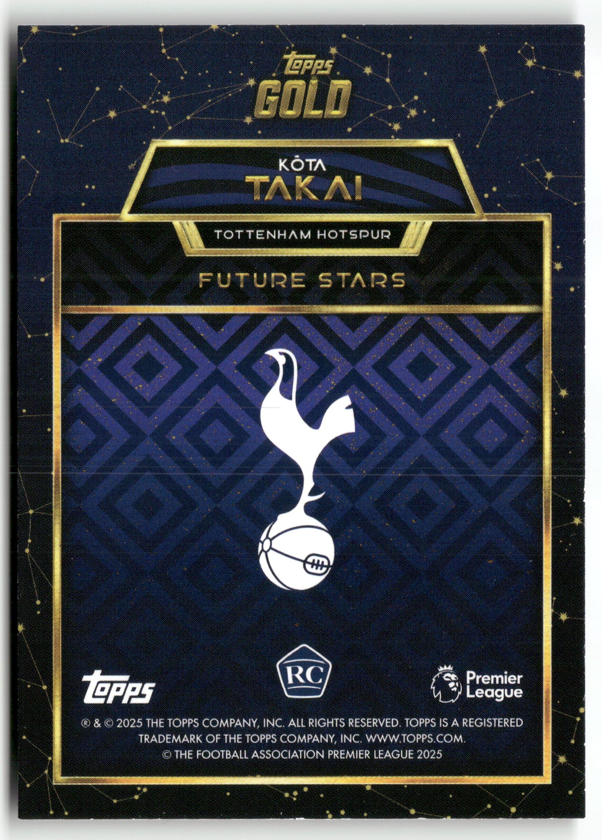 Fußball Kota Takai 2024-25 Topps Gold Premier League Future Stars Tottenham Hotspur Rookie Card RC Trading Card Original