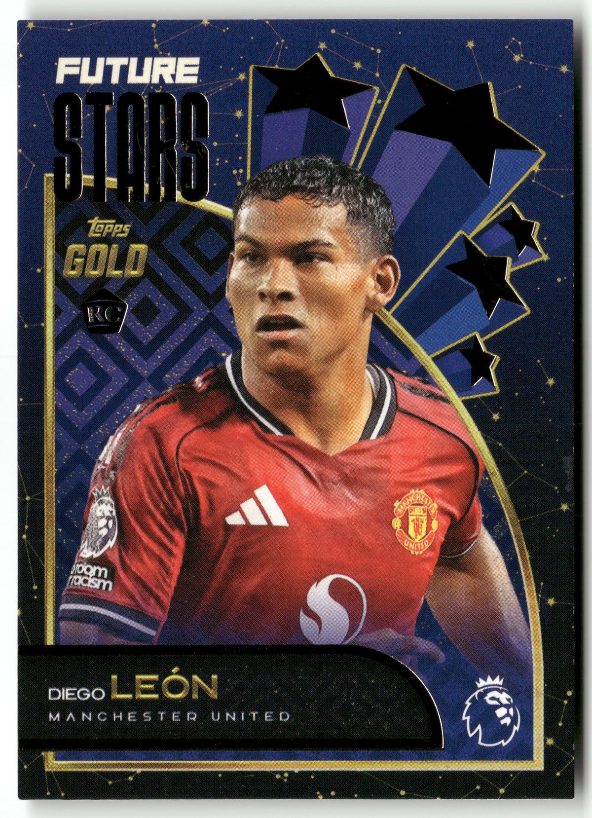 Fußball Diego León 2024-25 Topps Gold Premier League 2025 Future Stars Manchester United Rookie Card RC Trading Card Original
