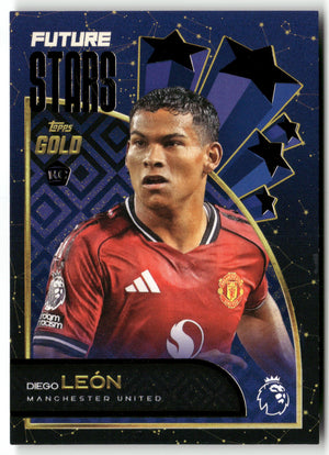Fußball Diego León 2024-25 Topps Gold Premier League 2025 Future Stars Manchester United Rookie Card RC Trading Card Original