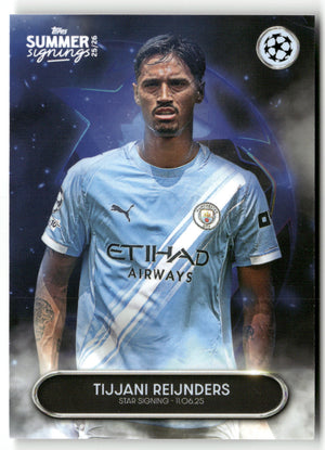 Fußball Tijjani Reijnders 2025-26 Topps UEFA Champions League Summer Signings Manchester City Trading Card Original