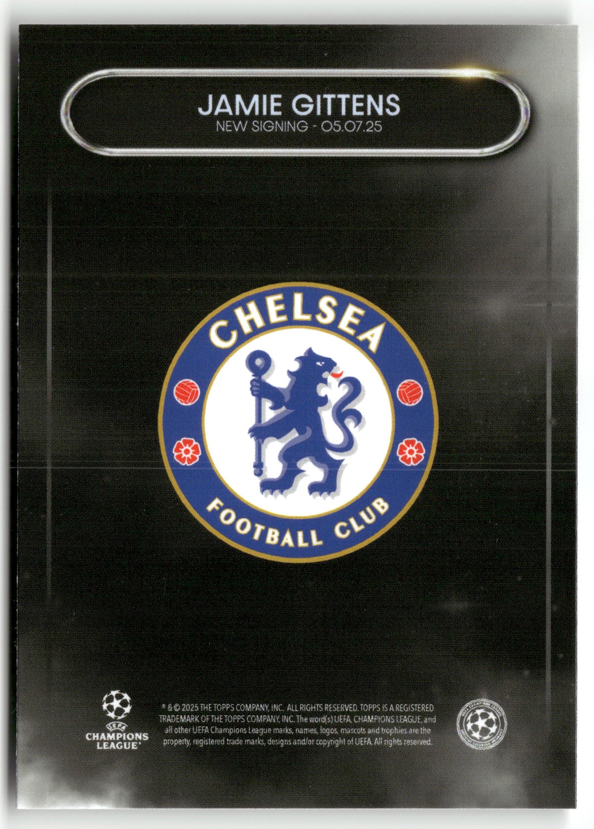 Fußball Jamie Gittens 2025-26 Topps UEFA Champions League Summer Signings Chelsea Trading Card Original