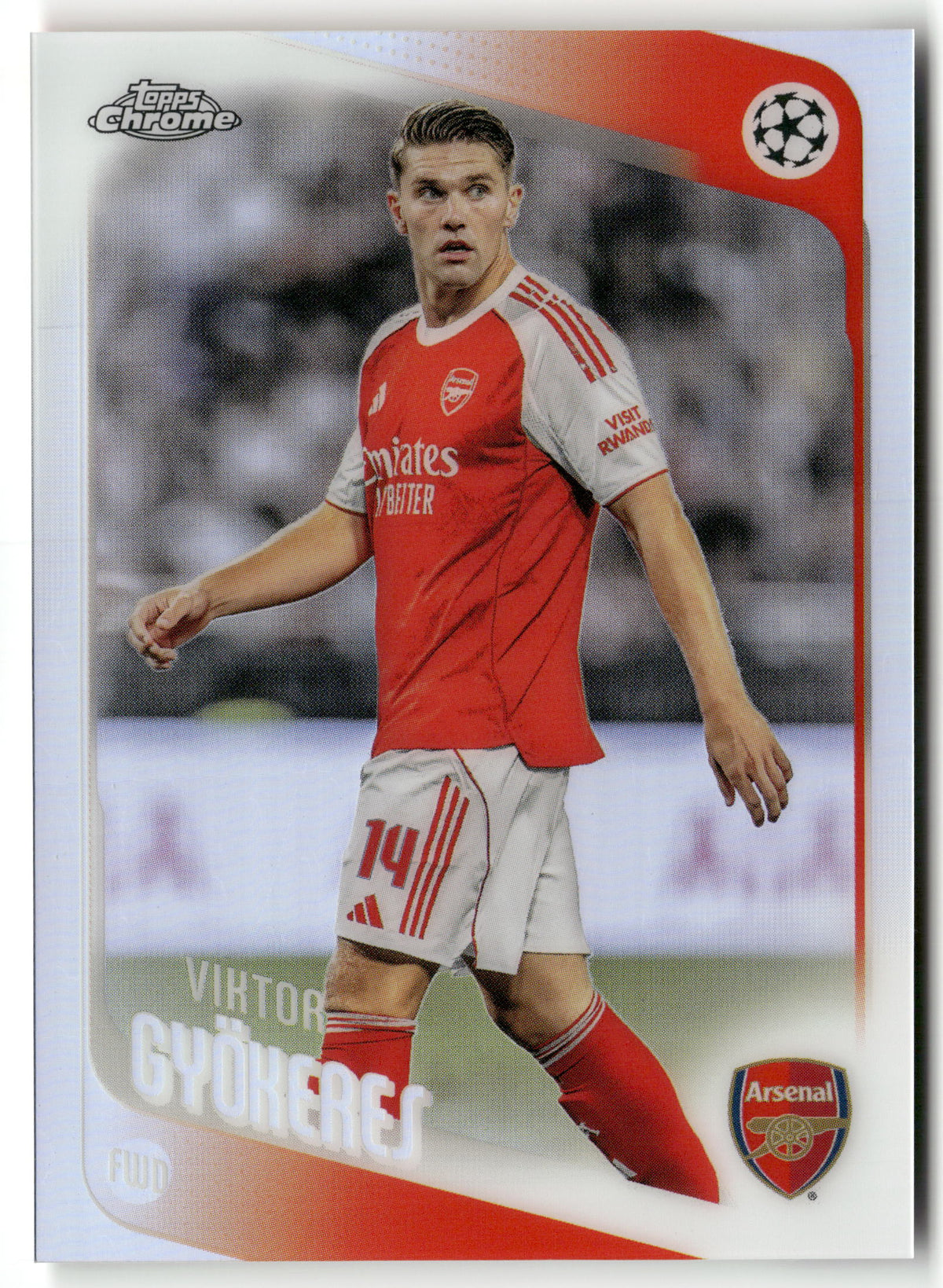 Fußball Viktor Gyökeres 2025-26 Topps Chrome UEFA Champions League #42 Refractor Arsenal FC Trading Card Original