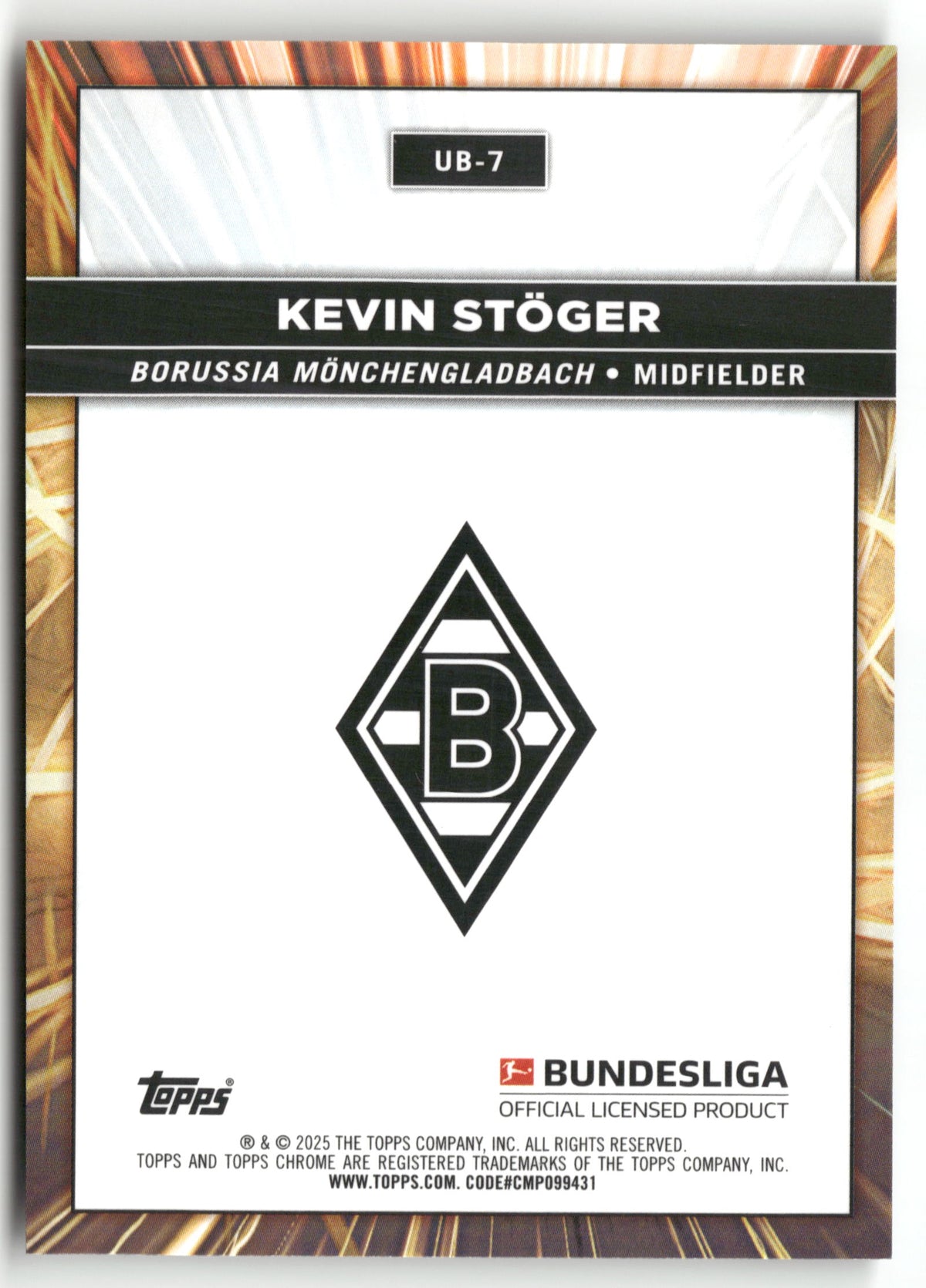 Fußball Kevin Stöger 2024-25 Topps Chrome Bundesliga #UB-7 Ultrabeam Borussia Mönchengladbach Trading Card Original