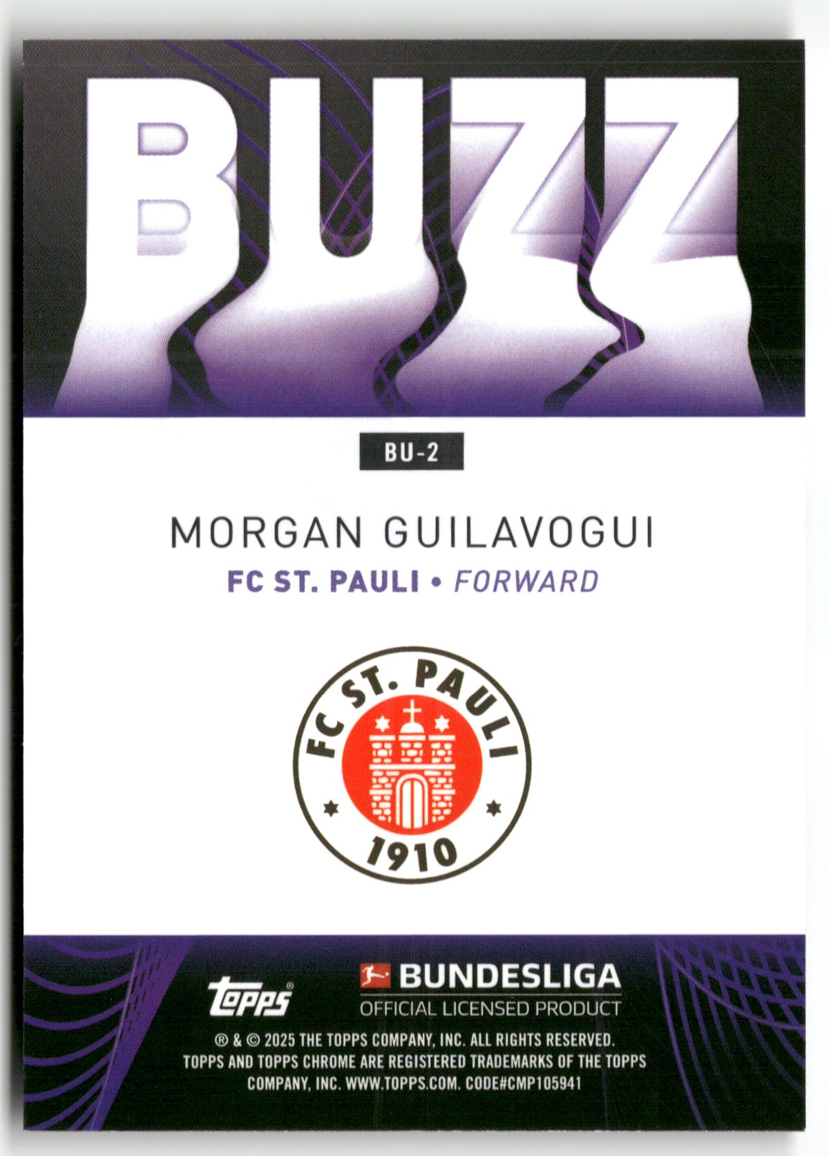 Fußball Morgan Guilavogui Topps Chrome Bundesliga 2025-26 #BU-2 BUZZ FC St. Pauli Trading Card Original