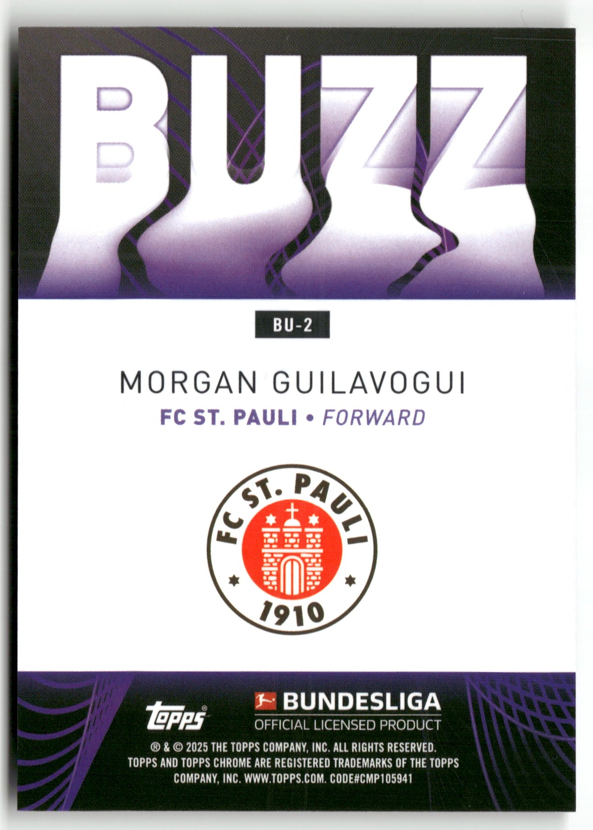 Fußball Morgan Guilavogui 2024-25 Topps Chrome Bundesliga #BU-2 BUZZ FC St. Pauli Trading Card Original