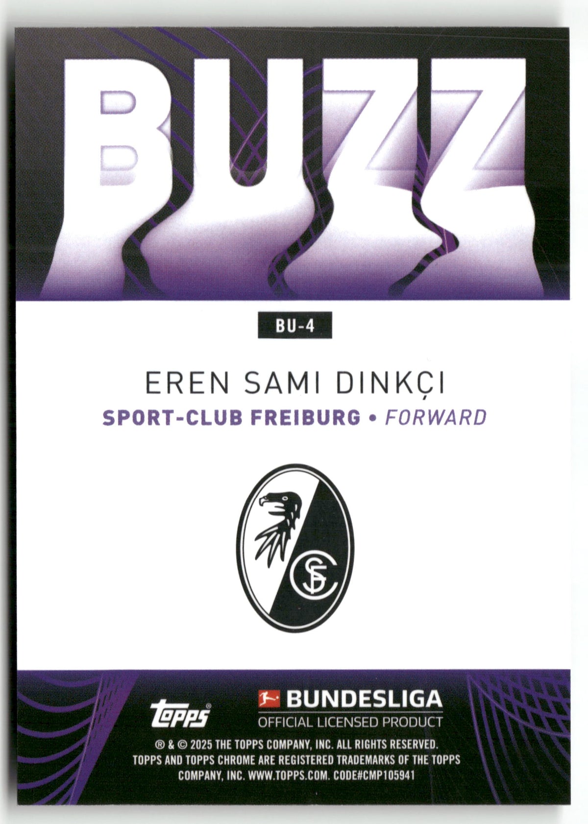 Fußball Eren Sami Dinkçi 2024-25 Topps Chrome Bundesliga #BU-4 BUZZ Sport-Club Freiburg Trading Card Original