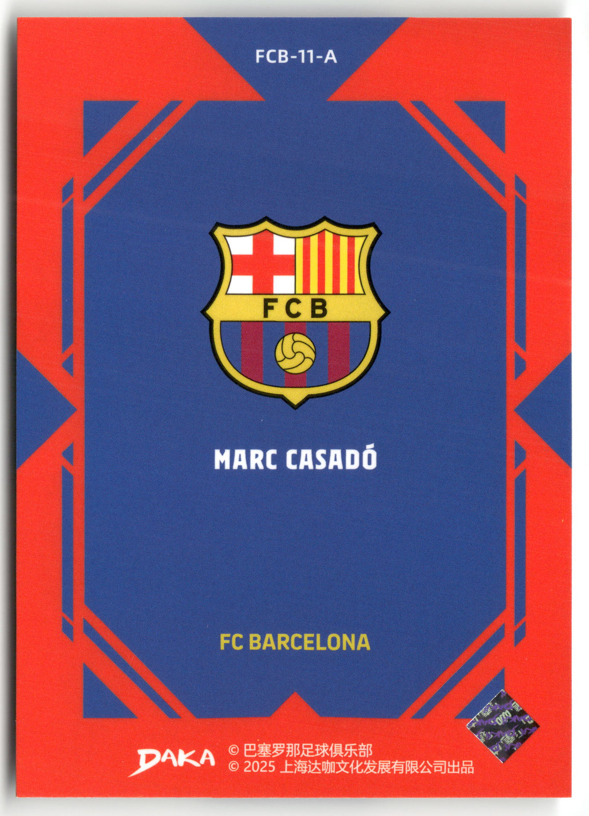 Fußball Marc Casadó 2025 Daka FC Barcelona #FCB-11-A FC Barcelona Trading Card Original