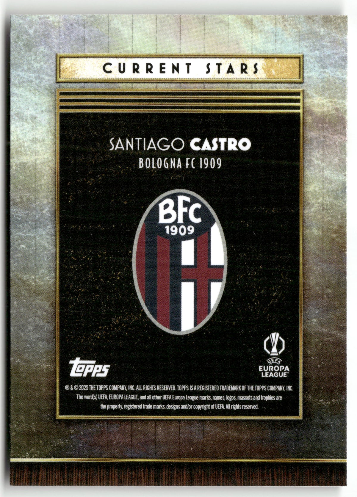 Fußball Santiago Castro 2024-25 Topps Deco UEFA Europa League 2025 Bologna FC 1909 Trading Card Original