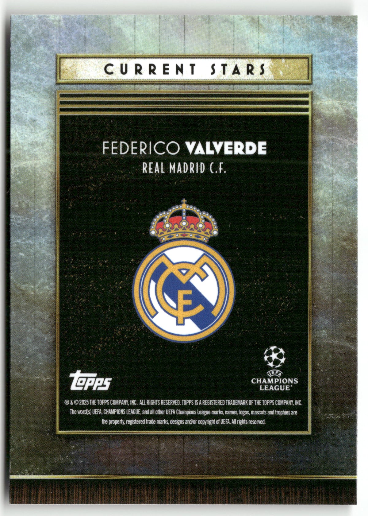 Fußball Federico Valverde 2024-25 Topps Deco UEFA Champions League Real Madrid C.F. Trading Card Original