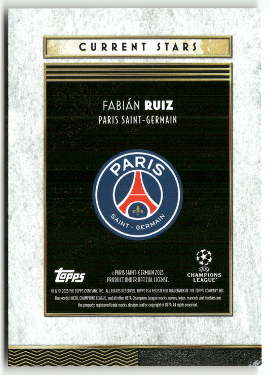 Fußball Fabián Ruiz 2024-25 Topps Deco UEFA Champions League Current Stars Paris Saint-Germain Trading Card Original