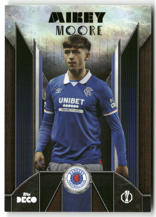 Fußball Mikey Moore 2024-25 Topps Deco UEFA Europa League Current Stars Rangers FC Trading Card Original