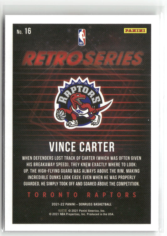 Basketball NBA Vince Carter 2021-22 Panini Donruss Basketball #16 Toronto Raptors Trading Card Original