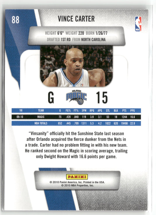 Basketball NBA Vince Carter 2010-11 Panini Prestige #88 Orlando Magic Trading Card Original