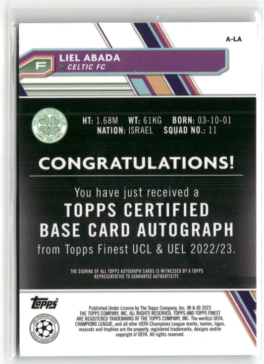Fußball Liel Abada Topps Finest UCL & UEL 2022/23 2022-23 #A-LA True Green Auto /99 Celtic FC Trading Card Original