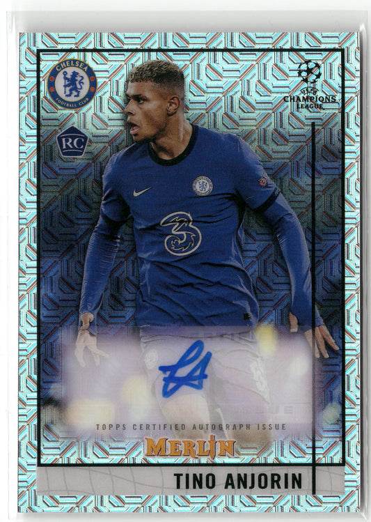Fußball Tino Anjorin 2020/21 Topps Merlin Chrome Collection #BCA-TAN Mojo Auto /99 Chelsea FC Rookie Card RC Trading Card Original