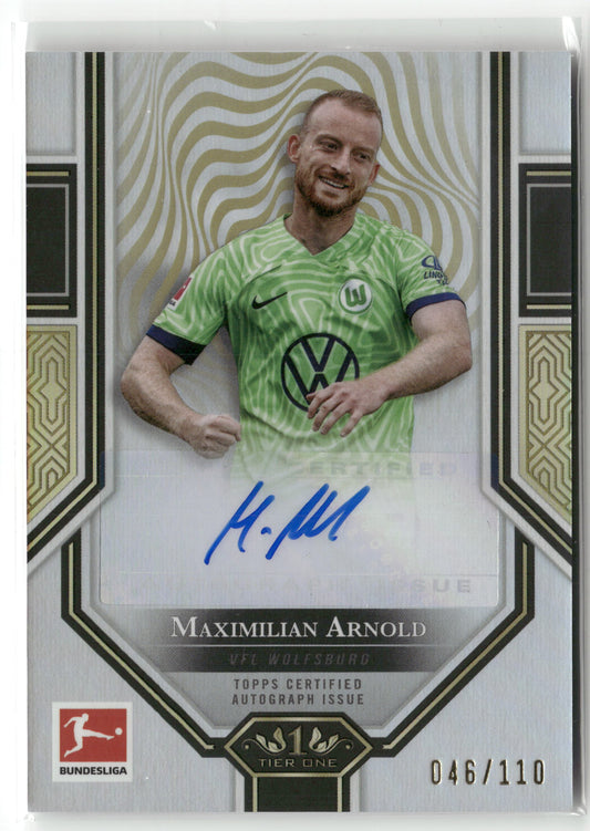 Fußball Maximilian Arnold 2022/23 Topps Tier One Bundesliga #BMA-MA Auto /110 VFL Wolfsburg Trading Card Original