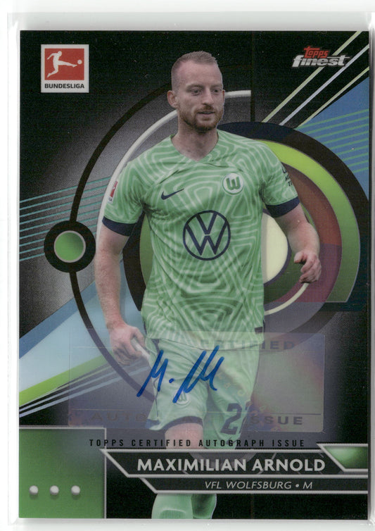Fußball Maximilian Arnold 2022-23 Topps Finest Bundesliga #149 Black Auto /150 VFL Wolfsburg Trading Card Original