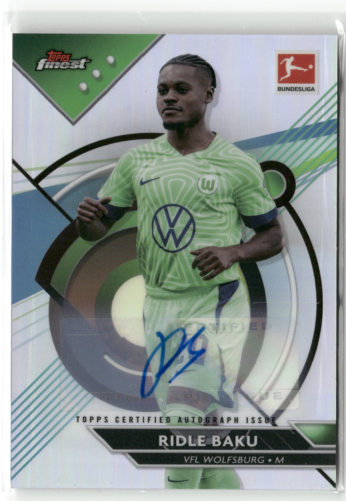 Fußball Ridle Baku 2022-23 Topps Finest Bundesliga #144 VFL Wolfsburg Trading Card Original