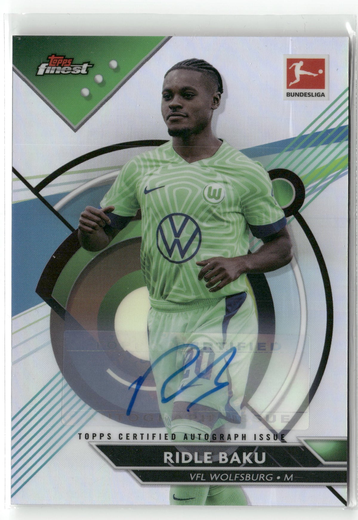 Fußball Ridle Baku 2022-23 Topps Finest Bundesliga #144 VFL Wolfsburg Trading Card Original
