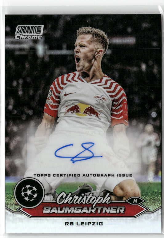 Fußball Christoph Baumgartner 2023-24 Topps Stadium Club Chrome UEFA Champions League #CA-CB Base Auto RB Leipzig Trading Card Original