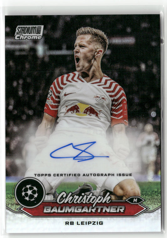 Fußball Christoph Baumgartner 2023-24 Topps Stadium Club Chrome UEFA Champions League #CA-CB Base Auto RB Leipzig Trading Card Original