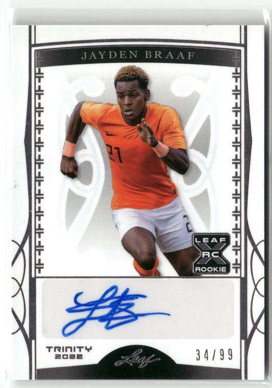 Fußball Jayden Braaf 2022 Leaf Trinity #BA-JB1 Rookie Auto /99 Rookie Card RC Trading Card Original